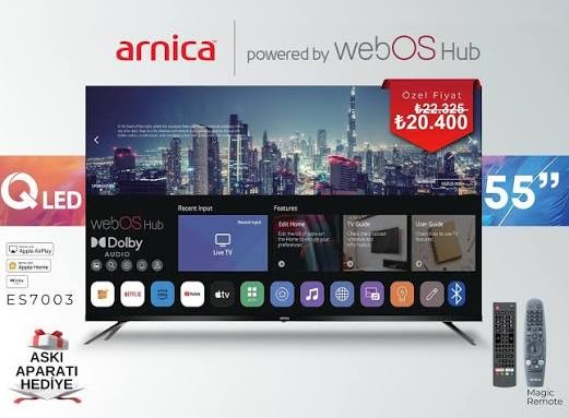 Arnica ES7003 55" 139 Ekran 4K Ultra HD QLED WebOS Smart TV - Kıbrıs